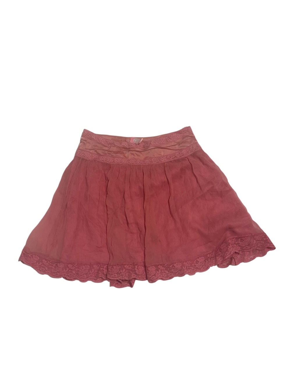 Lace-Trim Rose Circle Silk Skirt